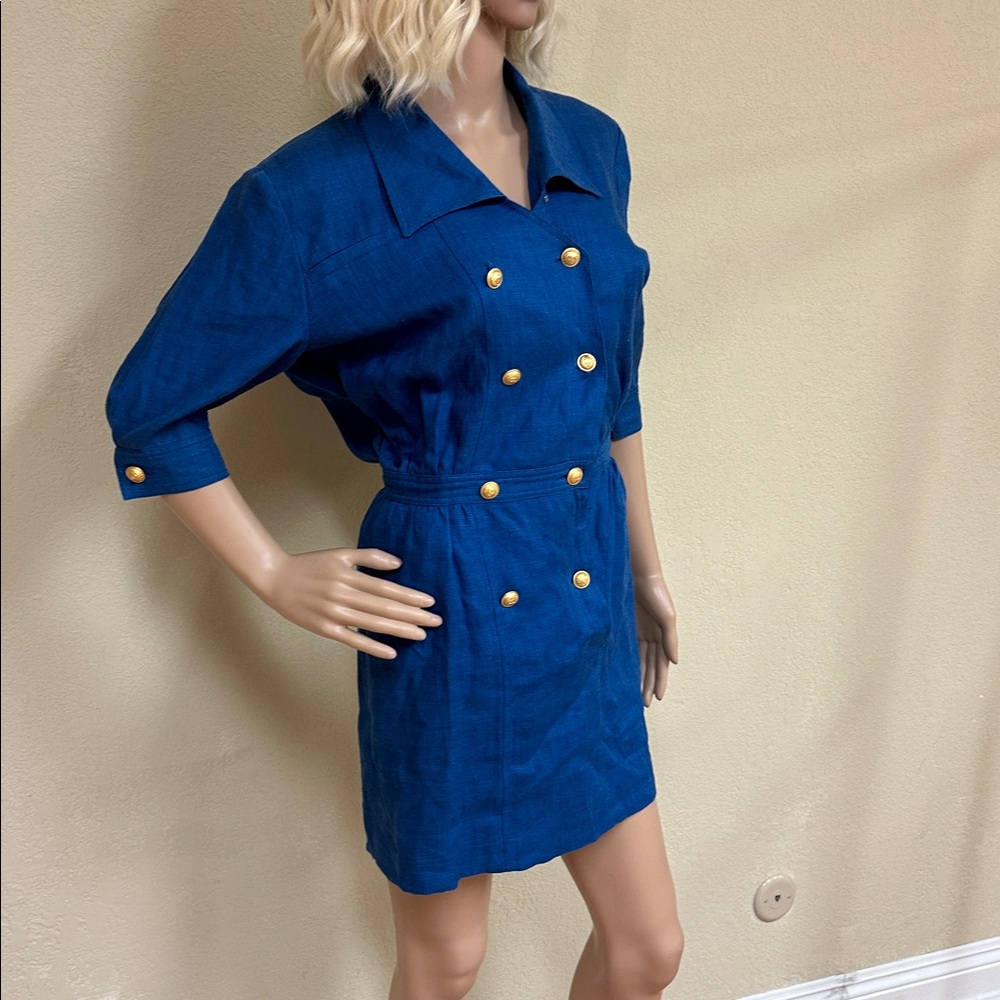 Valentino Royal Blue Mini Dress with Gold Accents - Picture 2 of 7